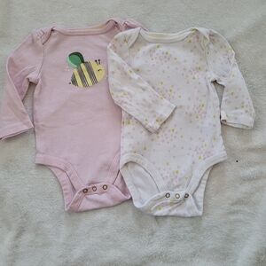 Cloud Island Pink and White Bodysuits with Bee Design